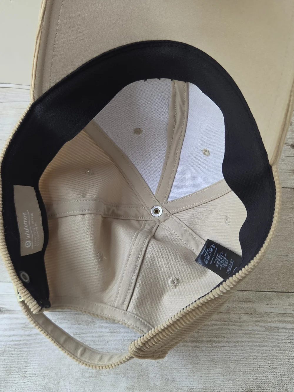 Lululemon Corduroy Adjustable Hat Beige Tan Logo Cap Strapback Golf Casual Dress